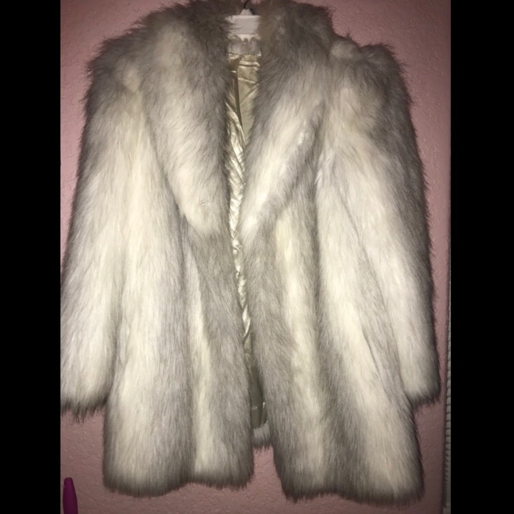 Grey Vintage Faux Fur Coat